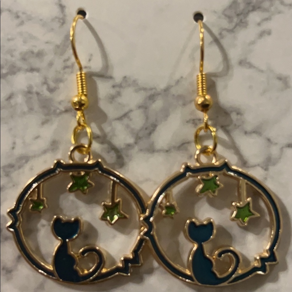 🔵Handmade Cat Earrings🐈 - Picture 3 of 3